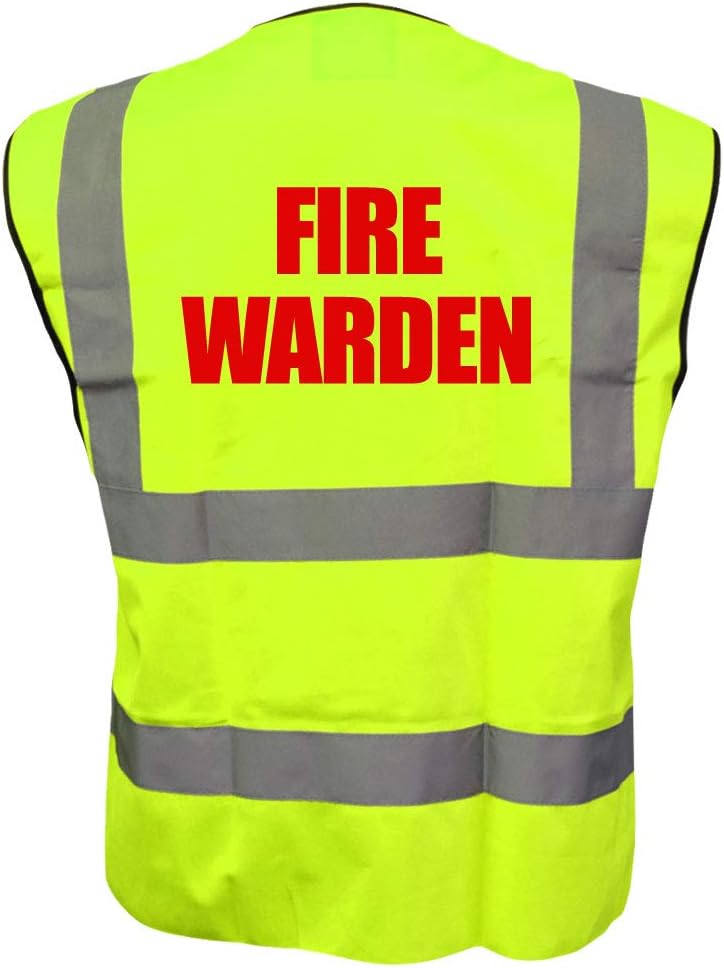 Fire Warden Yellow High Visibility Hi Vis Viz Vest Safety Waistcoat, Printed By Brook Hi Vis