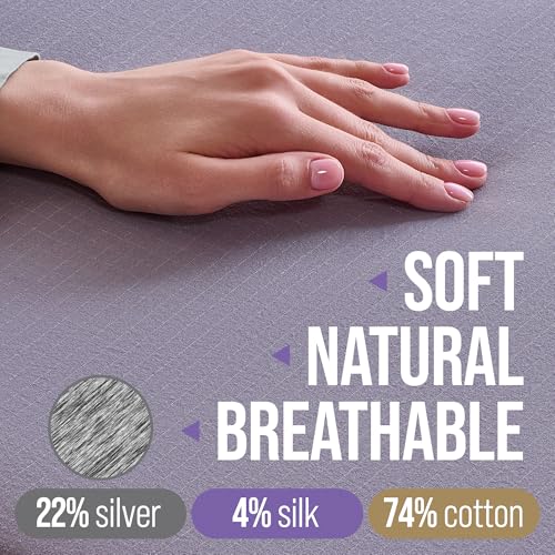 Luxury Grounding Sheets Queen 22% Silver Fiber, 74% Cotton, 4% Silk, SGS Quality Certified Grounded Well Bed Sheet - Conductive Earth Fitted Sheet for Better Sleep, Grey - Image 6