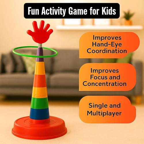 Image of GRAPHENE 2 in 1 Stacking Ring Toss Game Toy for Kids Indoor Outdoor Target Throw Colour Recognition Brain Development Educational Toys For 1-5 Years Girls Boy Fun Learning Activity Toy Set Gift for 3+