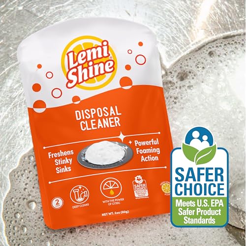 Image of Lemi Shine Garbage Disposal Cleaner and Deodorizer Powered By Citric Acid | Foam Cleaner For Kitchen Garbage Disposal with a Natural, Fresh Lemon Scent (2 Count)
