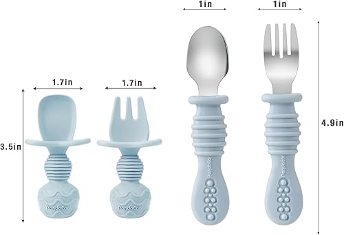 Miniatura 6 de PandaEar Juego de alimentación de silicona para bebés | 11 piezas de suministros de destete para bebés | Utensilios de autoalimentación | Placa de