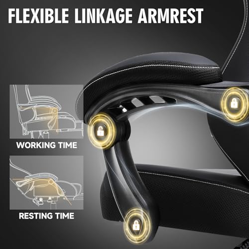 Image of GTPLAYER Gaming Chair, Office Chair High Back Computer Chair for Adults, Leather Desk Chair Executive Ergonomic Height Adjustable with Headrest and Lumbar Support, 300lbs Black