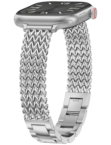 Slim Metal Band Compatible with Apple Watch Band for Women 49/46/45/44/42mm