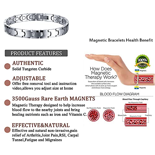 Magnetic Bracelets For Women Men, Tungsten Carbide With Powerful Magnets For Birthday Christmas Gift #TOP5