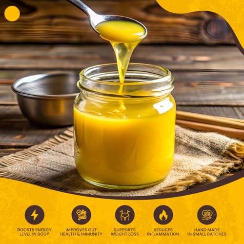 Image of Village-Organica A2 Gir Cow Ghee, 5Ltr(500mlx10) | Traditional Bilona Method | Grass-Fed Desi Gir Cow Milk | Pure, Nutritious & Premium Glass Bottle Packaging | A2 Ghee Bilona Method