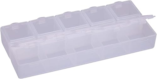 Miniatura 5 de 2Tomato Shipping Supplies Caja de almacenamiento de plástico rectangular transparente con 10 ranuras, organizador de compartimentos pequeños para