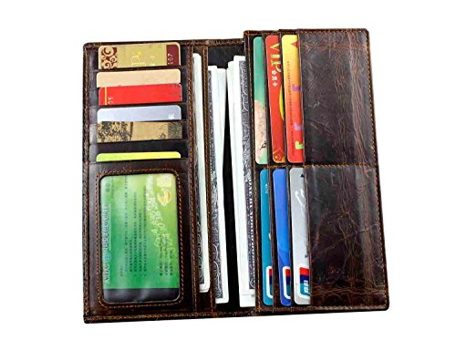 Mens Long Crocodile Head Motorcycle Punk Leather Wallet With a Biker Chain L733