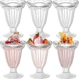 NDSWKR 6 Pack Glass Tulip Sundae Cups, 6.7 Oz Clear Old Fashioned Soda Cup, Footed Milkshakes Glass for Ice Cream, Juice, Parfait, Fruits, Mousse, Pudding