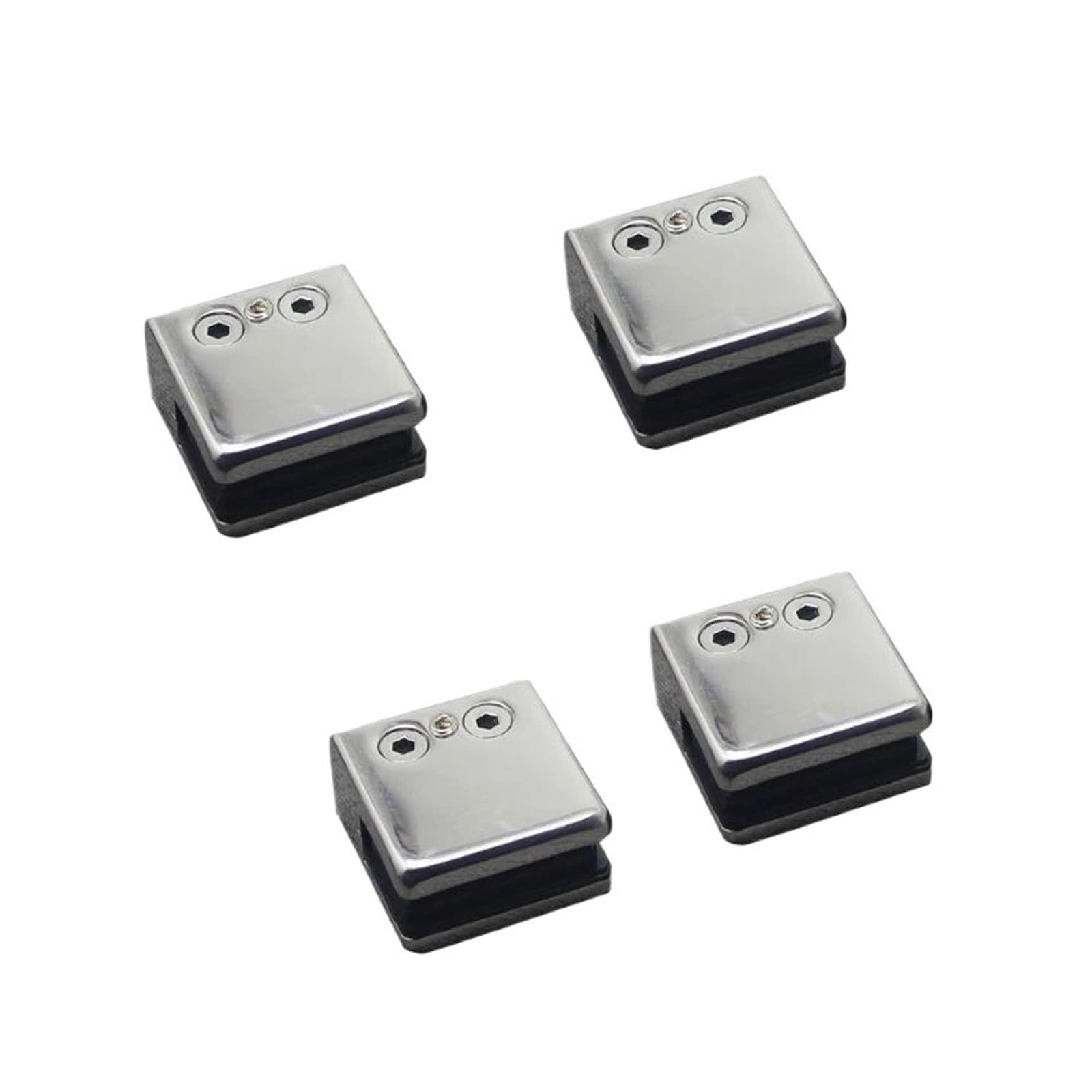 Zeahkri One Color Adjustable Glass Clamp 4Pcs Stainless Steel Glass Clamps Adjustable 8-10Mm Square Clamp Bracket Flat Back For Balustrade Staircase