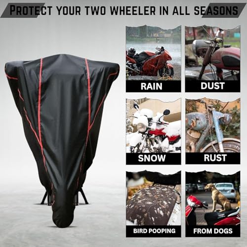 Image of Kayme ATV Cover Water Resistance Outdoor Heavy Duty, 4 Wheeler Quad Cover All Weather Rain (Black Red, Splendor)