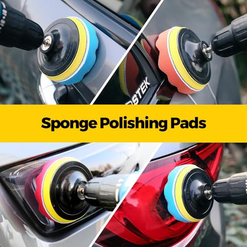 Holikme 22Piece Drill Brush Attachments Set, Scrub Pads & Sponge,Buffing Pads, Power Scrubber Brush with Extend Long Attachment, Car Polishing Pad Kit by Holikme - Image 5