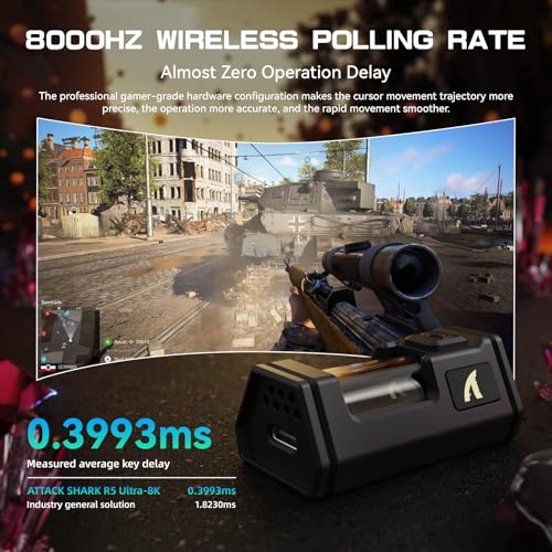 Image of ATTACK SHARK R5Ultra 8K Carbon Fiber Wireless Gaming Mouse with 42000 DPI -PAW3950 MAX Sensor -39g Ultra-Lightweight-Nordic 52840 MCU Chip-Wired /BT /2.4GHz Wirelss Programmable Mouse for PC /Mac (Red)