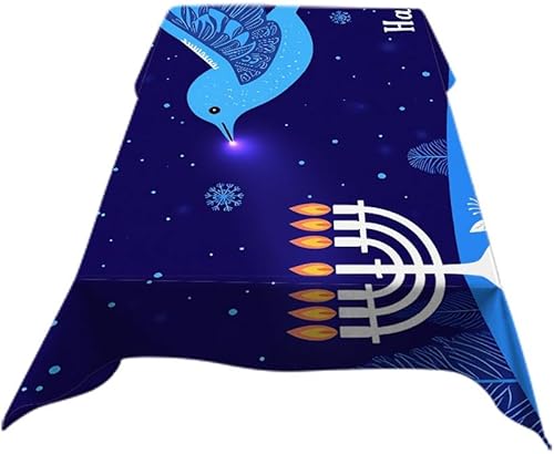 Miniatura 3 de Mantel con texto en inglés «Happy Hanukkah», bonito mantel rectangular para cocina, comedor, fiesta, 60 x 104 pulgadas