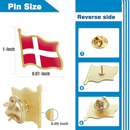 Image of 12 /24 /50 /100Pcs Official Denmark Flag Pins Bulk - Metal Danish Dane National Lapel Pin
