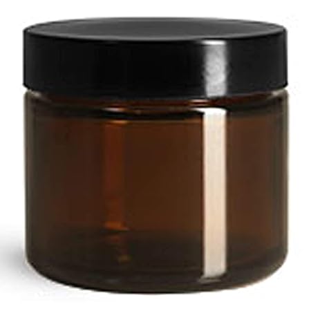 PSVA Amber Glass Jar with Black Cap and Inner lid, for Beauty, Cream, Blends, Skin Care, Hair Care, Travel, Toners, Cosmetic & DIY 60 Gm (Pack of 4) GRF_184