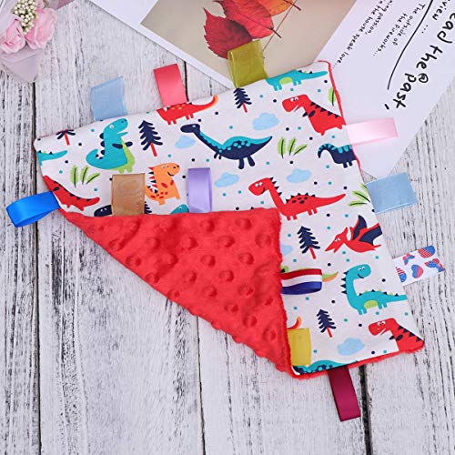 Image of Inchant Pink Tags Blanket for Baby Girl, Soft Plush Security Comforter Taggie Blanket