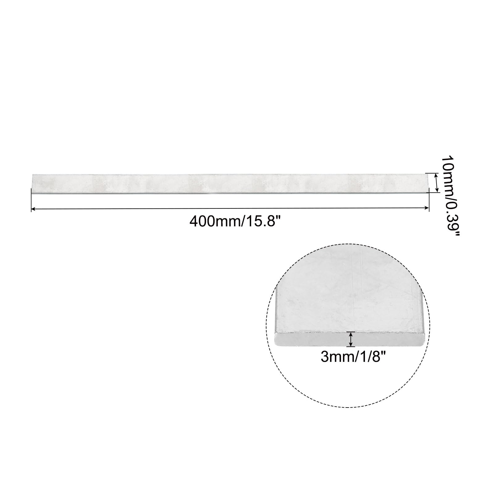 QUARKZMAN 4pcs 15,8" x 2/5" Cuivre Plat Barre, 1/8" Épaisseur Étamé Cuivre Barre Stockage pour Mise Terre Systèmes Architectural Projets