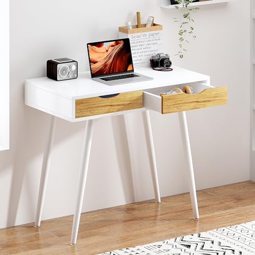 SDHYL Computer Desk with Storage Drawers, 31.5 inch Home Office Desk with Drawers, Student Study Table, White Gaming Desk for Home Office, Bedroom by SDHYL - Image 5