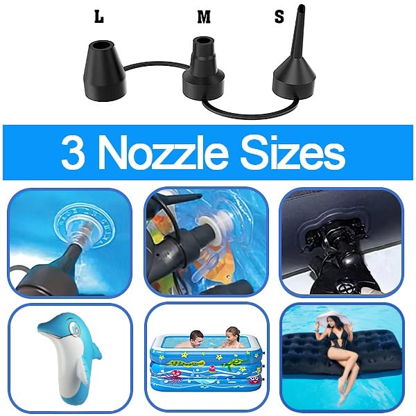 4 Set Replacement Nozzles, Plastic Pump Nozzles, 3 Size for Air Bed, Air Pump Nozzles for Inflatables, Air Mattress