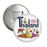Tailandia símbolo nacional Landmark patrón redondo abridor de botellas imán para frigorífico Insignia Botón 3Pcs regalo