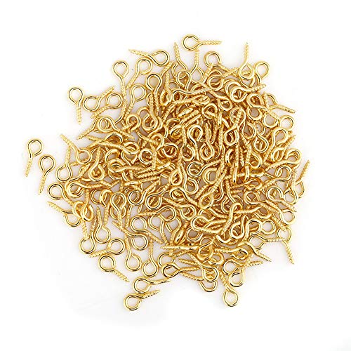 200Pcs Eye Pins Alloy Eye Pins Jewelry Findings, Screw Design, Suitable for Resin Wood Jewelry Making (Gold)