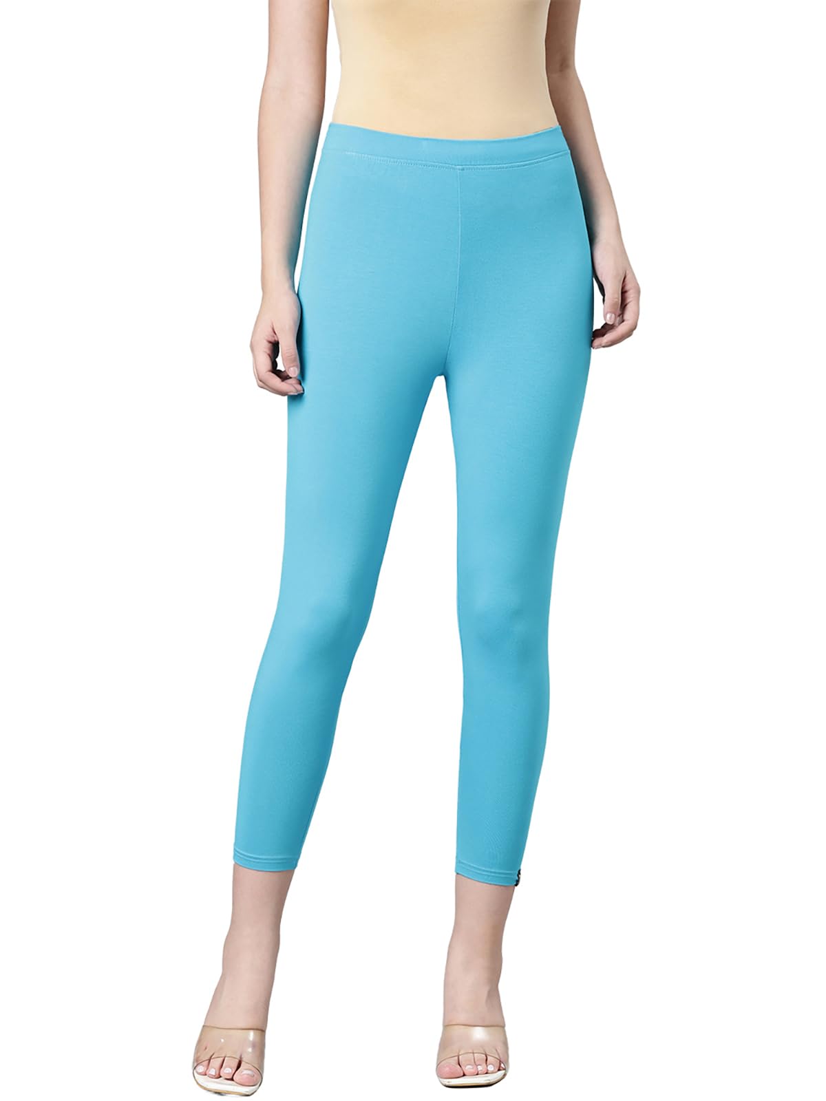 TWIN BIRDSTailored Cut & Classic Fit Stretchable Viscose Elasthane Fabric Mid-Rise Skinny Fit High Ankle Length/Cropped Length Leggings for Women