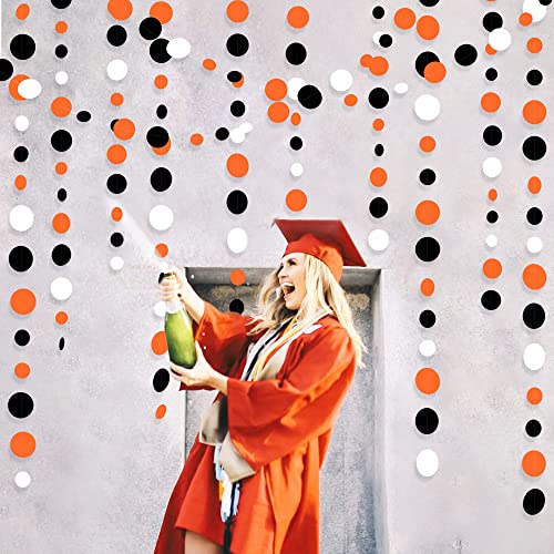 46Ft Orange Black Circle Dot Garland Black Orange And White Polka Dot Hanging Paper Streamer For Birthday Wedding Bridal Shower Baby Shower Fall Autumn Halloween Thanksgiving Party Decoration Supplies #TOP2