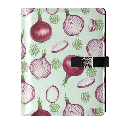 CUPADA PU Leather Journal Notebook 6-Ring Refillable Journal Onion Food Magnetic Closure Budget Planner A5 Binder Portfolio for Travel Office Meeting