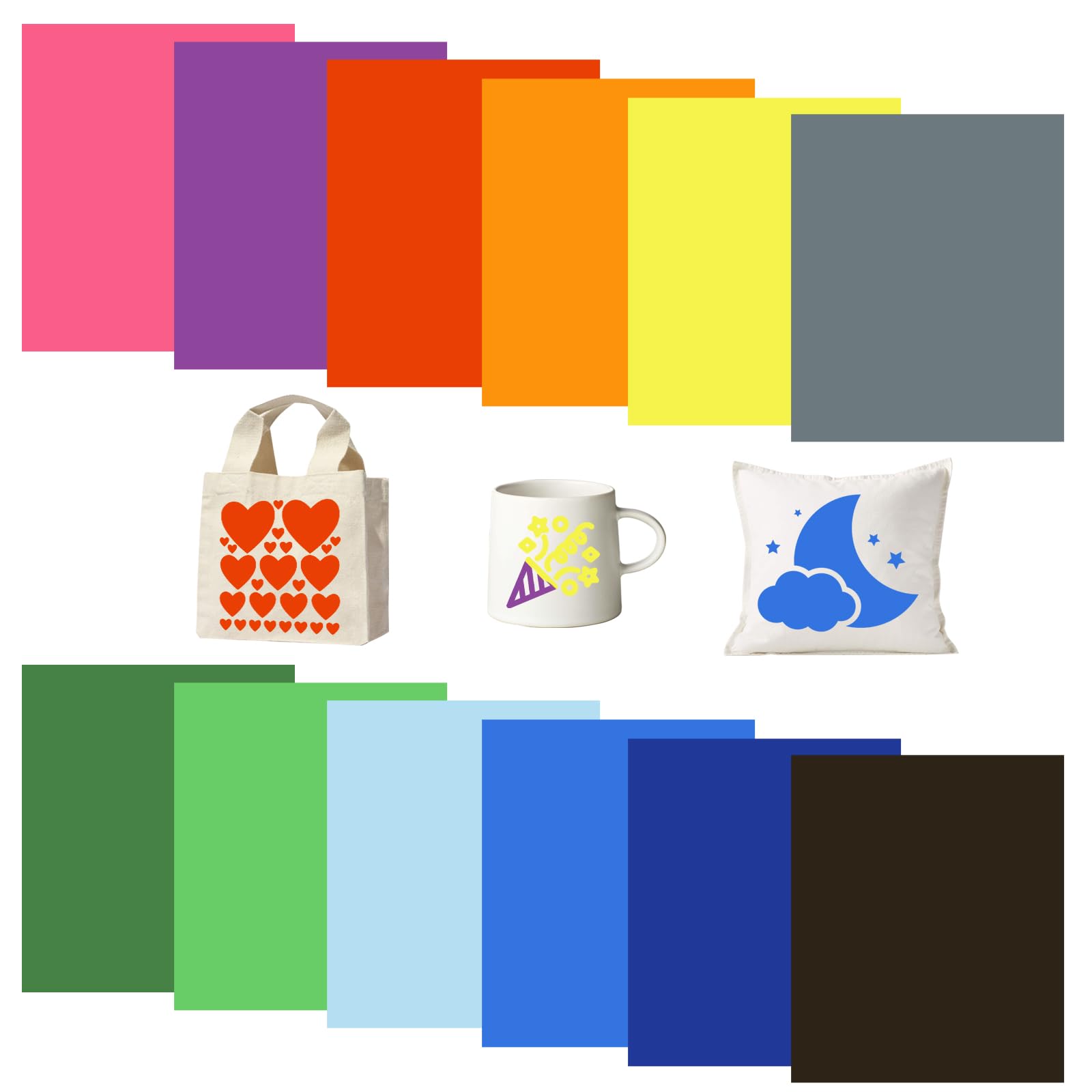 Tintnut Assorted Colors Sublimation Transfer Ink Sheets - 12 Sheets 12" x 10", Solid Color Transfer Paper Bundle for DIY T-Shirts, Mugs, Tote Bags