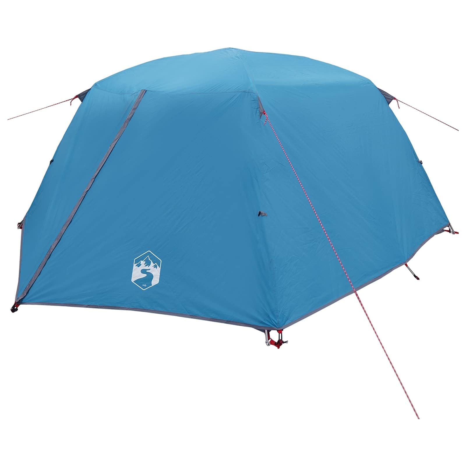 Tente de trekking pour 4 personnes - Bleu - En polyester 185T avec revêtement en polyuréthane - 280 x 239 x 138 cm - Légèrement portable - Pour camping, randonnée, trekking, festival