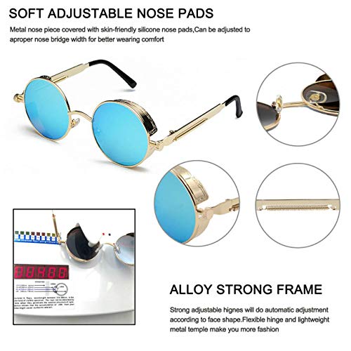 Image of PROUDDEMON Retro Gothic Steampunk Sunglasses for Women Men Round Lens Metal Frame