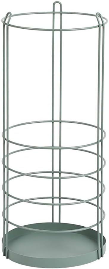 Outdoor Household Modern Umbrella Stand,Metal for Commercial Hotel Lobby Doorway, Round Umbrella Bucket with Long Hooks & Water Catch,Green