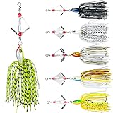 XiYee Spinnköder Set, Spinner Angelköder Hechtköder, Spinnerbait Jig Köder Angel Set Kunstköder Blinker Set Fischköder für Hecht Forelle Angeln Barsch (6Pcs, 14cm/18.5g)