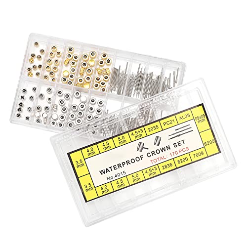 Ichiias Watch Repair Kit, Watch Stem Extender+Crowns Accessory Repairing Replacement Tool Kit with Box for Men Women Watch