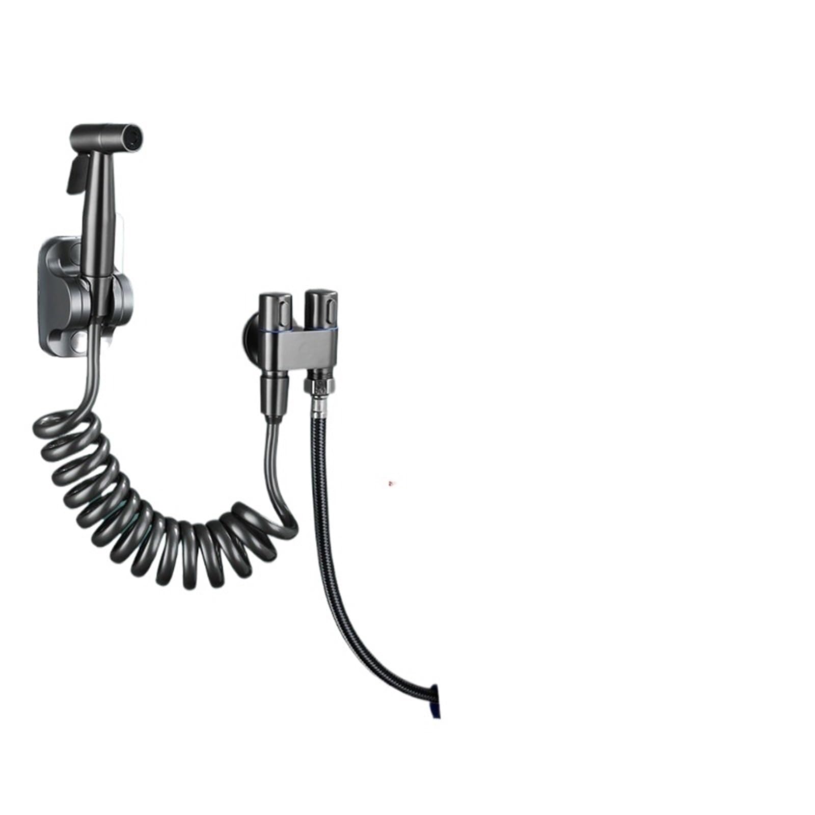 ZYCHSJXA Gun Gray Pressurized Toilet Flush Spray Handheld Woman Self Cleaning Bidet Wall Mounted Sprayer Faucet Attachment(Suit2)