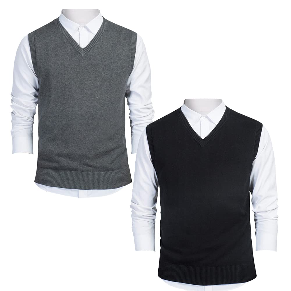 TopTie 2 Pack Window Clerk Sweater Vests for Men, Work