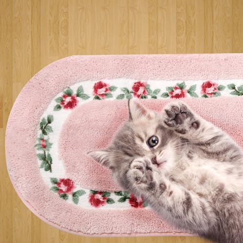 Tapete Ovalado Rosa Floral Ultra Suave miniatura 7