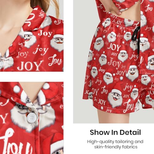 Image of Silk Satin Pajama Set for Women Summer Lounge Pjs Sets 2 Piece Suit Ladies Button Down Tops And Shorts Sleepwear