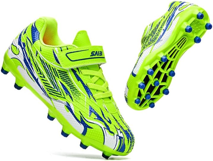 SAIBI Kids Soccer Cleats Boys Girls Soccer Shoes for Little/Big Kid Outdoor Indoor Firm Ground Athletic Turf Trainning Football Shoes