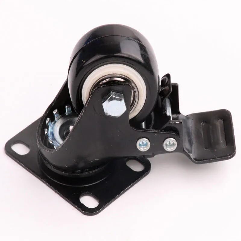 2Pcs Black 1.5'' Rubber Office Sofa Chair Swivel Casters Furniture Universal Brake Wheels Office Chair Caster Wheel