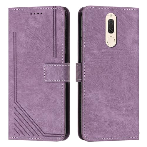 Étui portefeuille Huawei Mate 10 Lite violet avec dragonne et porte-carte