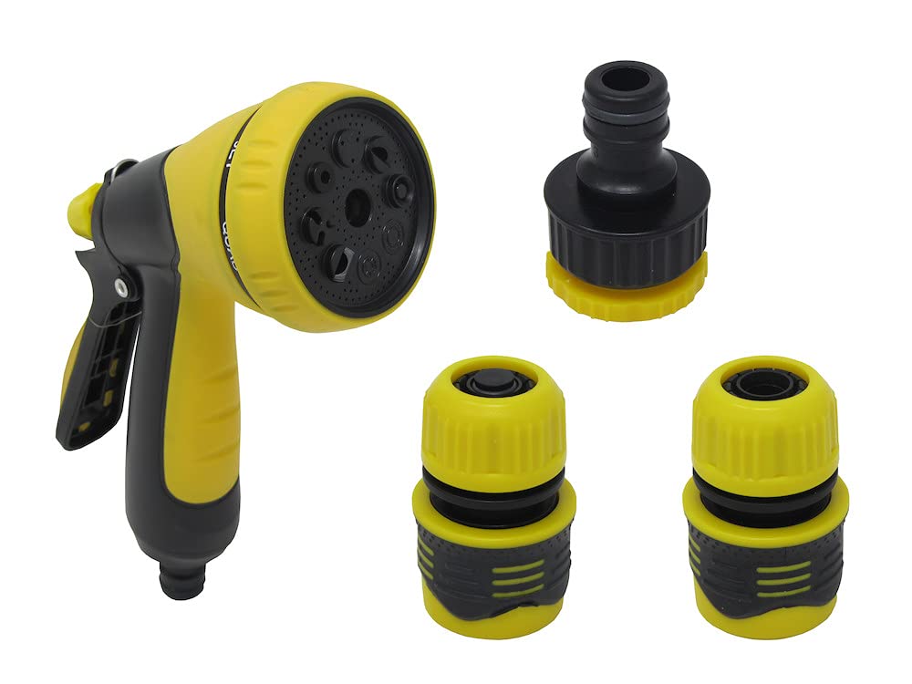 Moorcut Garden Hose Spray Gun with 8 Setting Adjustable Nozzle with Water Connector Set.