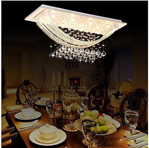 CRYSTA WORLD K9 Crystal Chandelier Ceiling Light Decorative Chandler Light led Chandelier Flush Mount Ceiling Light with 8 Lights for Bedroom,Dining Room,Livingroom,L22.5 x W10.5 x H10