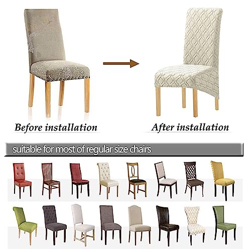 Housse de chaise cuisine extensible grand dossier jacquard lavable - 6