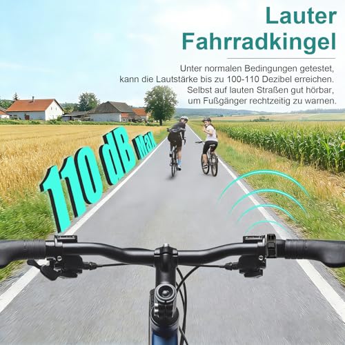 toptrek Fahrradklingel Mountainbike 110dB für Rennrad MTB E-Bike (Schwarz) – Ansicht 2