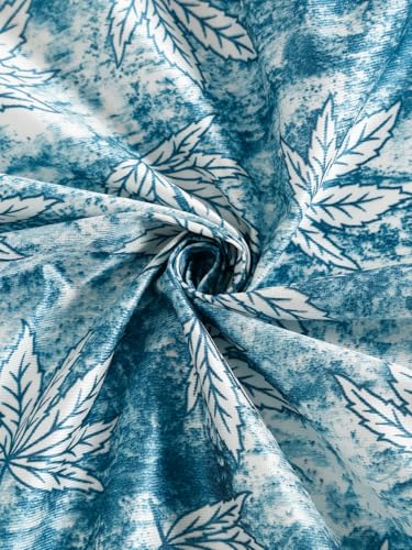 Image of Home Sizzler 2 Pieces Leaf Mist Grommet Eyelet Polyester Door Curtains - 6 Feet, Frosted Aqua, Light-Filtering
