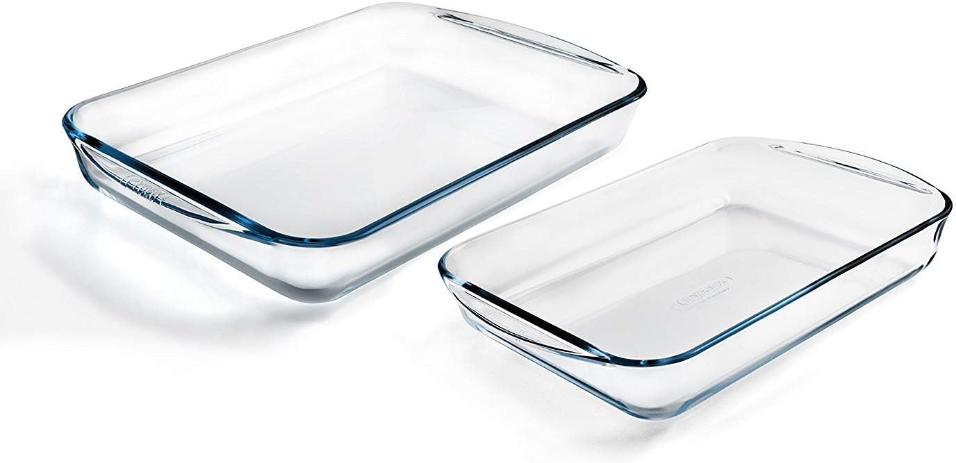 pyrex 3xClassic 2 Piece Rectangular Glass Baking Roasting Bake Roaster Dish Set