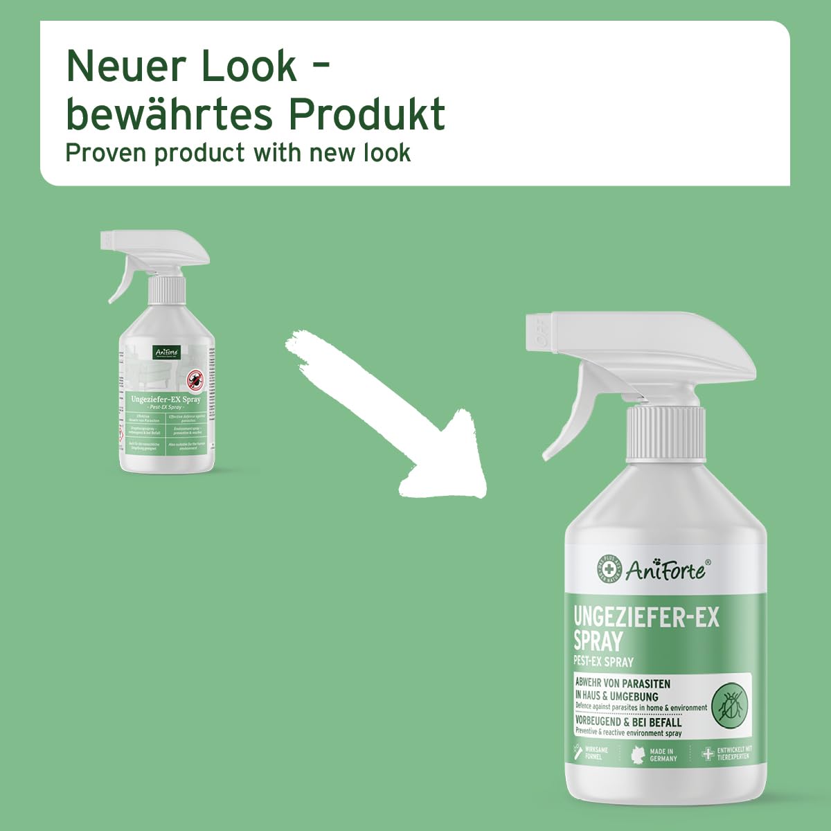 AniForte Ungeziefer-Ex Spray 500ml – Umgebungsspray bei akuten Befall gegen Mücken, Insekten, Milben, Läuse, Bettwanzen, Ungeziefer Spray für Zuhause, Hunde & Katzen Liegeplätze, Insektenspray Abwehr