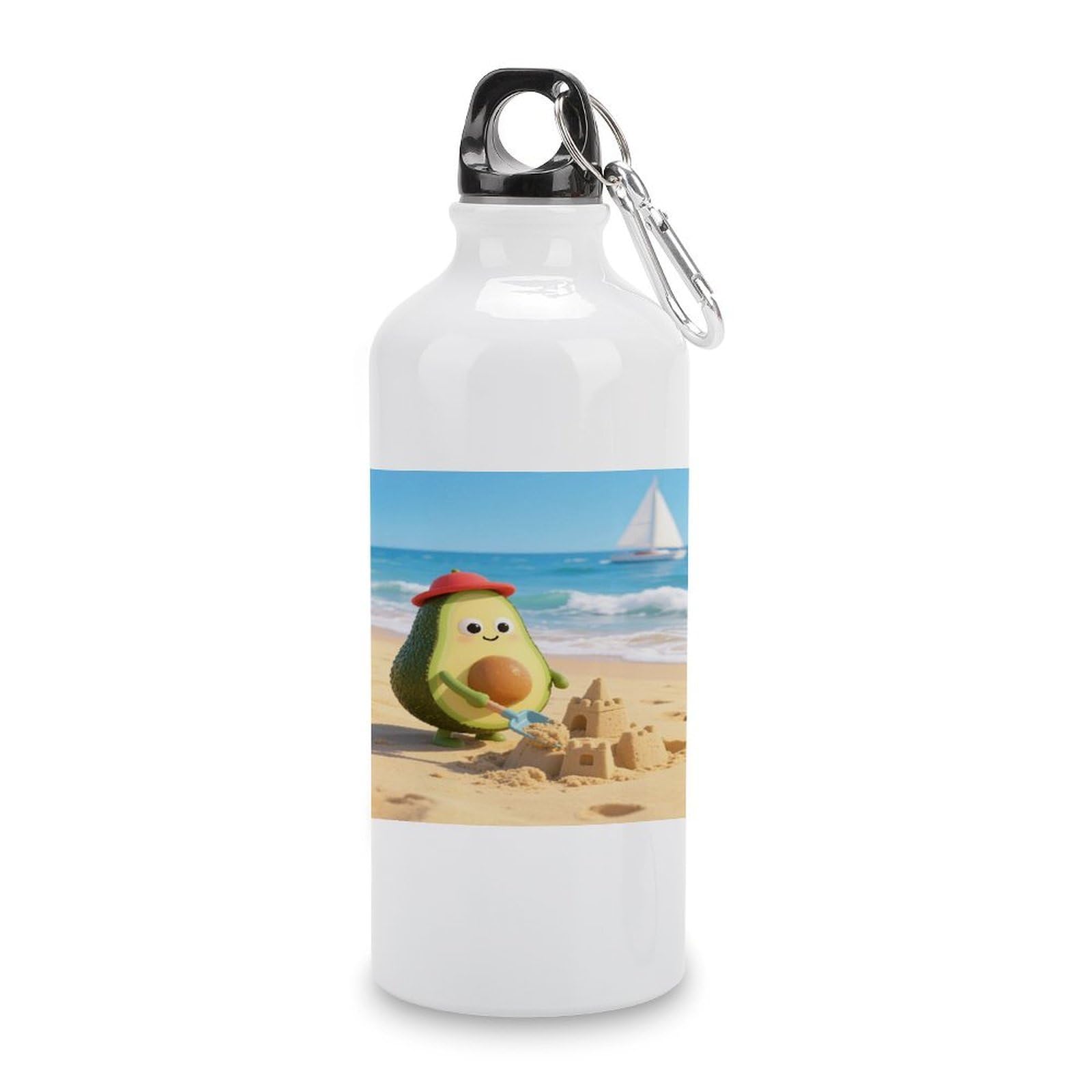 VstaDank Avocado Water Bottles Aluminum Sports Water Bottle with Lid&Hook Buckle Fashion Vacuum Insulated Water Bottles Hydration Flask Leak Proof Tumbler Keep Cold&Hot