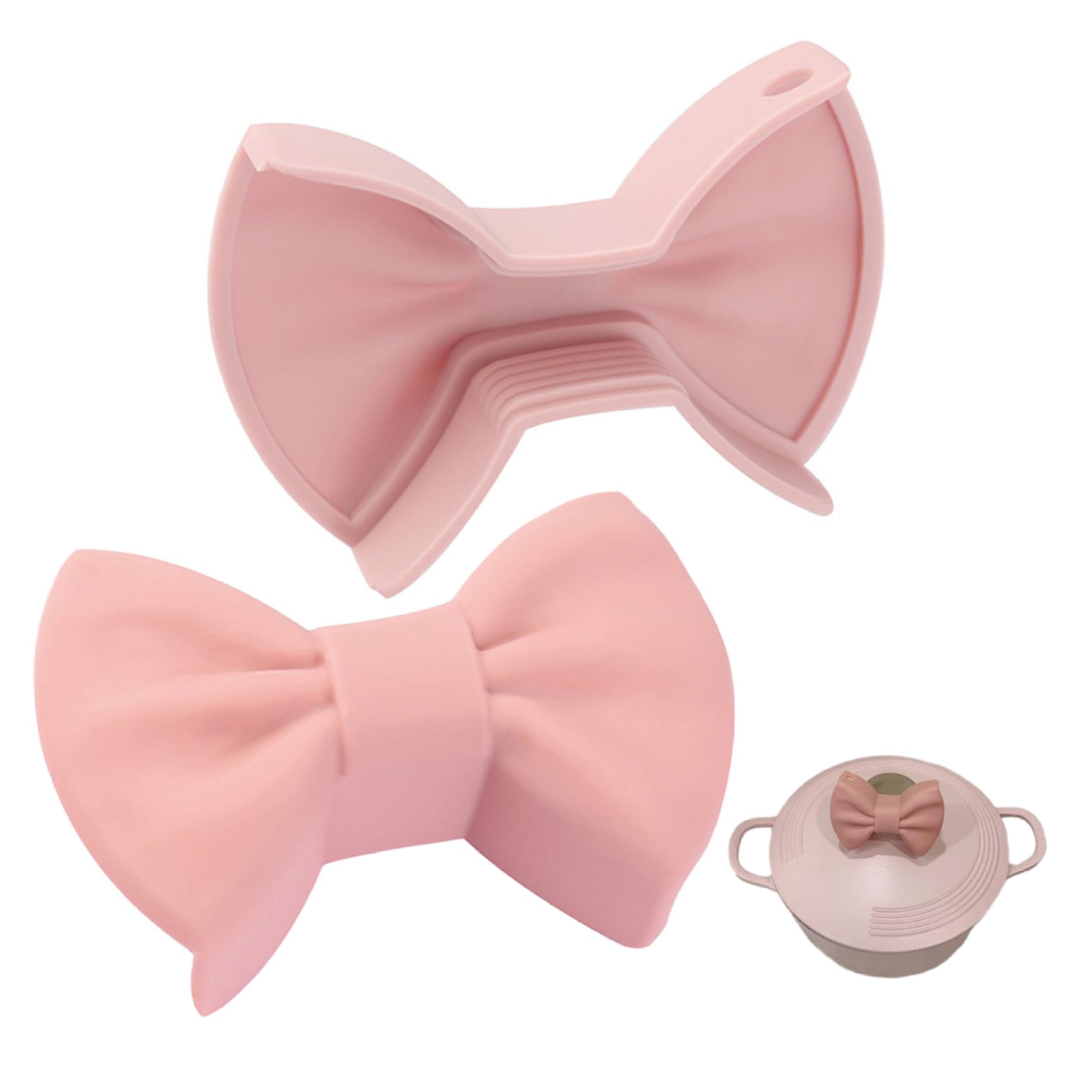 Silicone Oven Mitts Silicone Oven Gloves Cooking Pinch Grips Oven Mitts Bow Tie Heat Resistant Kitchen Pot Holder for Baking 1pair Pink